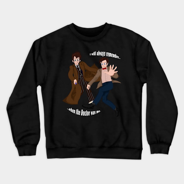 10th and 11th Doctor Crewneck Sweatshirt by Vanessaillustration